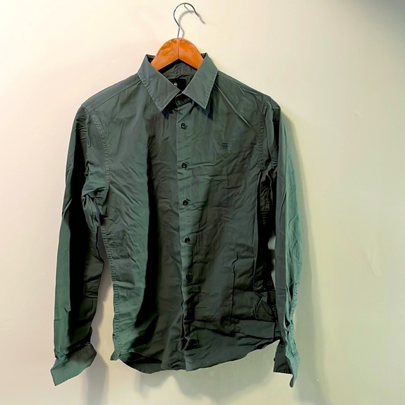 G-star Raw Button Up Shirt in Dark Military Green - Picture 1 of 13